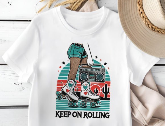 Retro Roller Skating Png for Embroidery Projects